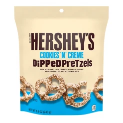Joys Delights Lolly Shop Online White Chocolate Hershey's Cookies And Cream Dipped Pretzels 120g Bulk