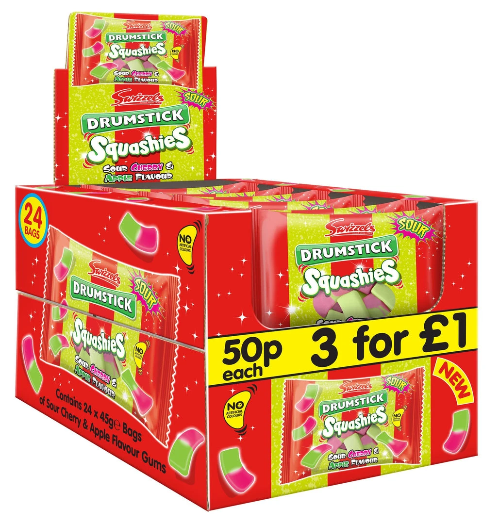 Joys Delights Lolly Shop Online Squashies Sour Cherry & Apple 45g Bulk 1 Joys Delights Lolly Shop Online Squashies Sour Cherry & Apple 45g Bulk