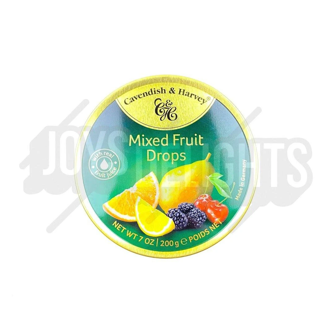 Joy's De'Lights Cavendish & Harvey Mixed Fruit Drops Tin Bulk 1 Joy's De'Lights Cavendish & Harvey Mixed Fruit Drops Tin Bulk
