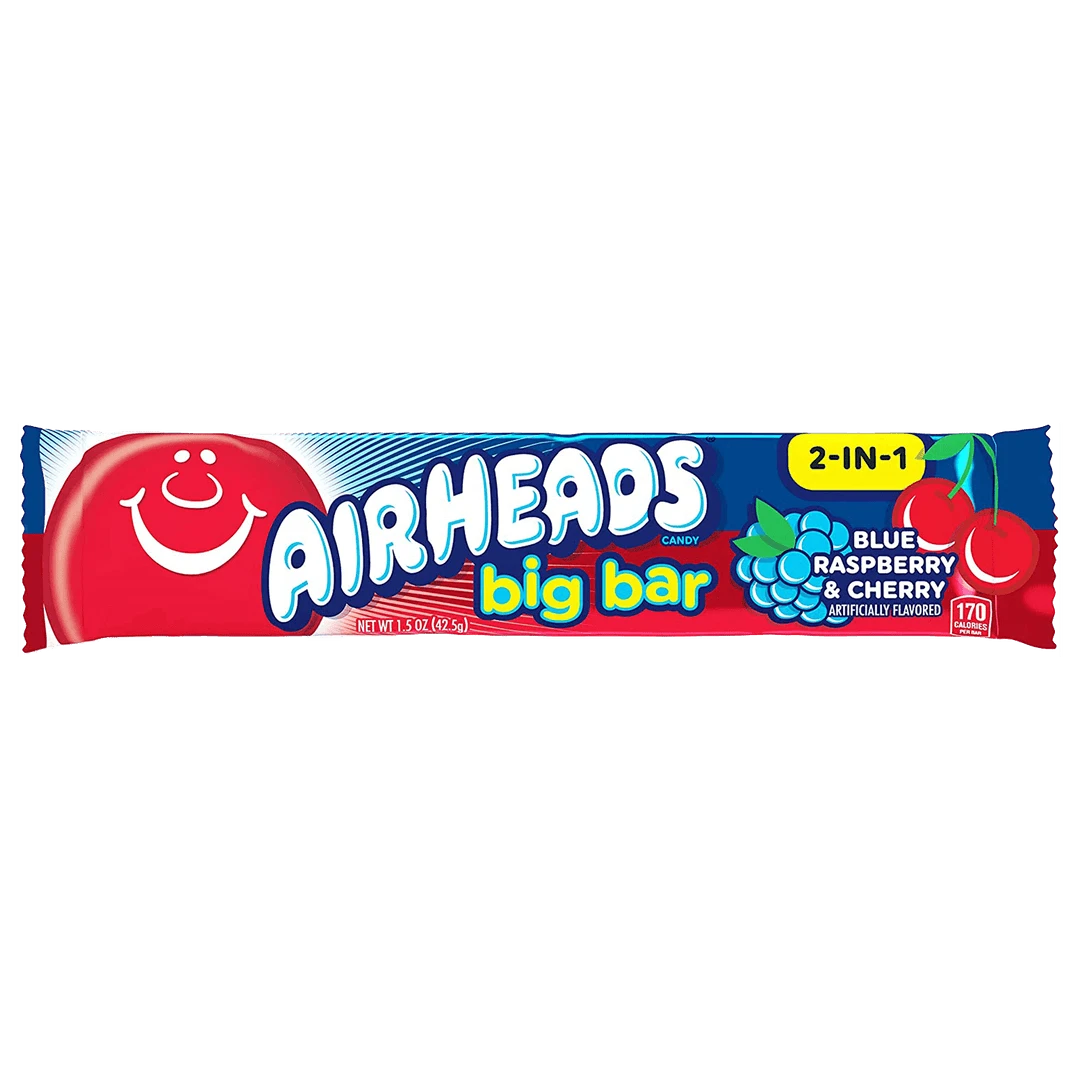Joy's De'Lights All Candy Airheads Big Bar Blue Raspberry & Cherry 1 Joy's De'Lights All Candy Airheads Big Bar Blue Raspberry & Cherry