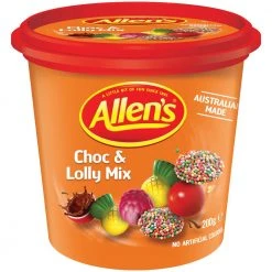 Joys Delights Lolly Shop Online Australian Lollies Allen's Choc & Lolly Mix Cup 200g Bulk