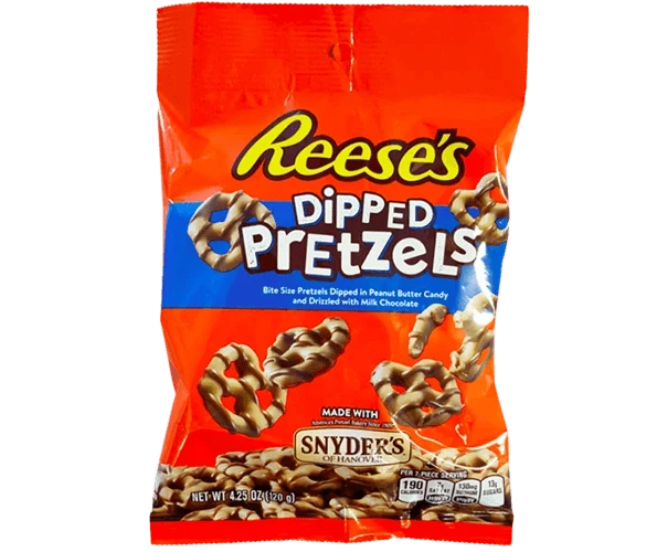 Joys Delights Lolly Shop Online Milk Chocolate Reese's Dipped Pretzels 120g 1 Joys Delights Lolly Shop Online Milk Chocolate Reese's Dipped Pretzels 120g