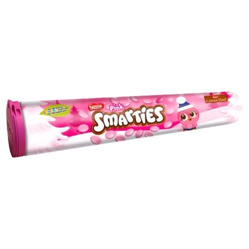 Joy's De'Lights Milk Chocolate Smarties Pink Tube 120g Bulk 1 Joy's De'Lights Milk Chocolate Smarties Pink Tube 120g Bulk